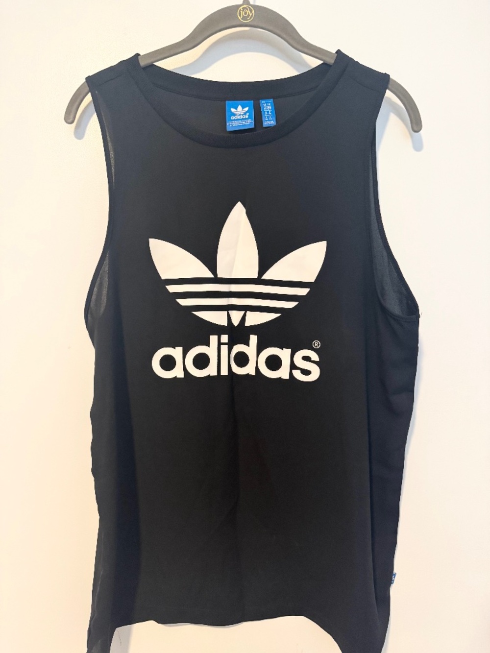 Adidas - Women Black White Trefoil 3 Stripes Logo Sleeveless Sheer